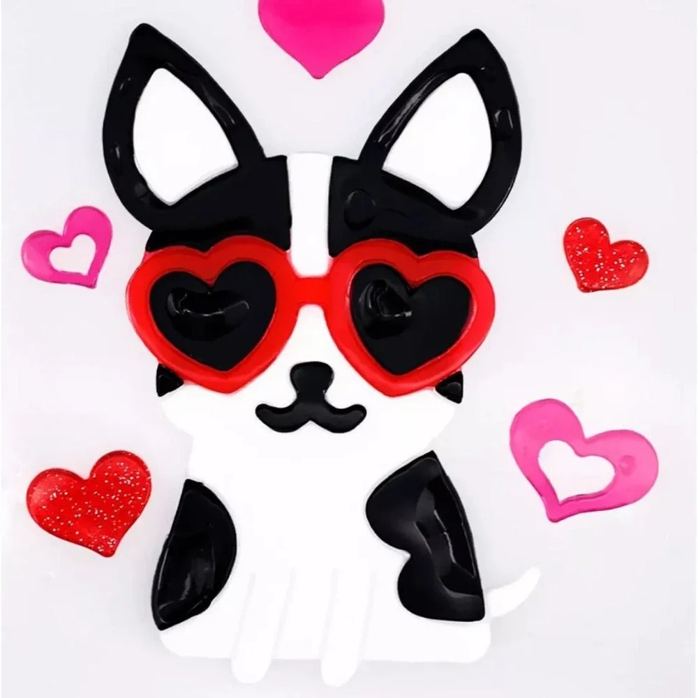 NEW Window Gel Clings Stickers Bulldog Puppy Dog XOXO Love Kisses CUTE 12 count!